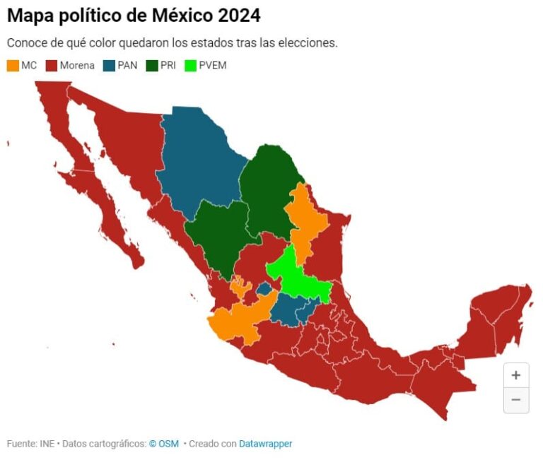 Elecciones 2024 en México: Mapa de los Estados y Presencia de los Partidos