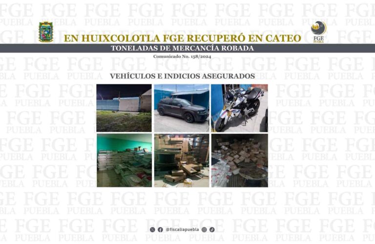 En Huixcolotla FGE recuperó en cateo toneladas de mercancía robada