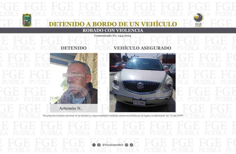 Detenido a bordo de un vehículo robado con violencia