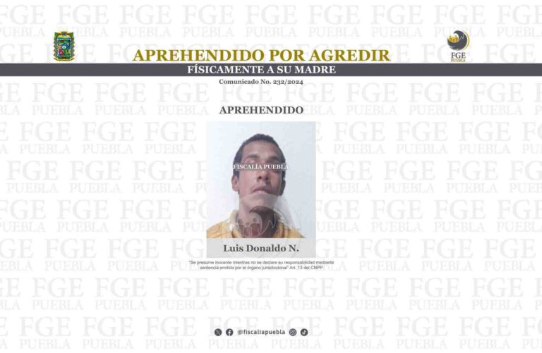 Aprehendido por agredir físicamente a su madre