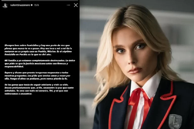 Valentina Zenere, actriz de ‘Élite’, denuncia el feminicidio de su tía en Puebla