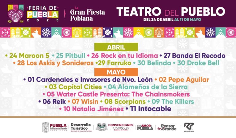 Estos son los artistas que se presentarán en la Feria de Puebla 2025