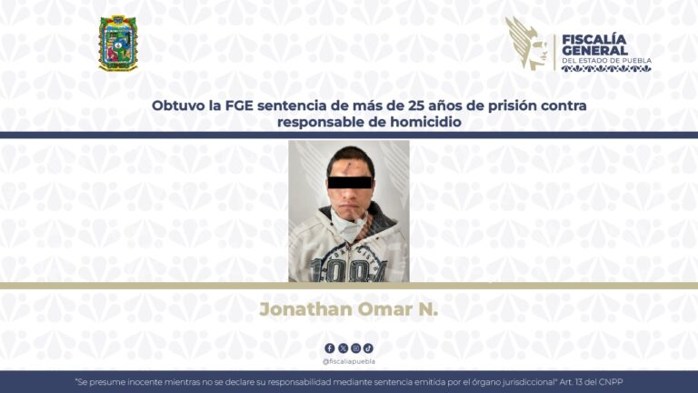 Obtuvo la FGE sentencia de más de 25 años de prisión contra responsable de homicidio